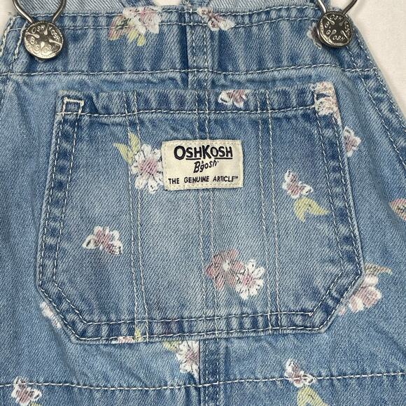 Oshkosh B'Gosh Vestbak Shortalls and Dress Girls Size 5T Lot of 2 Floral Denim - Picture 4 of 6